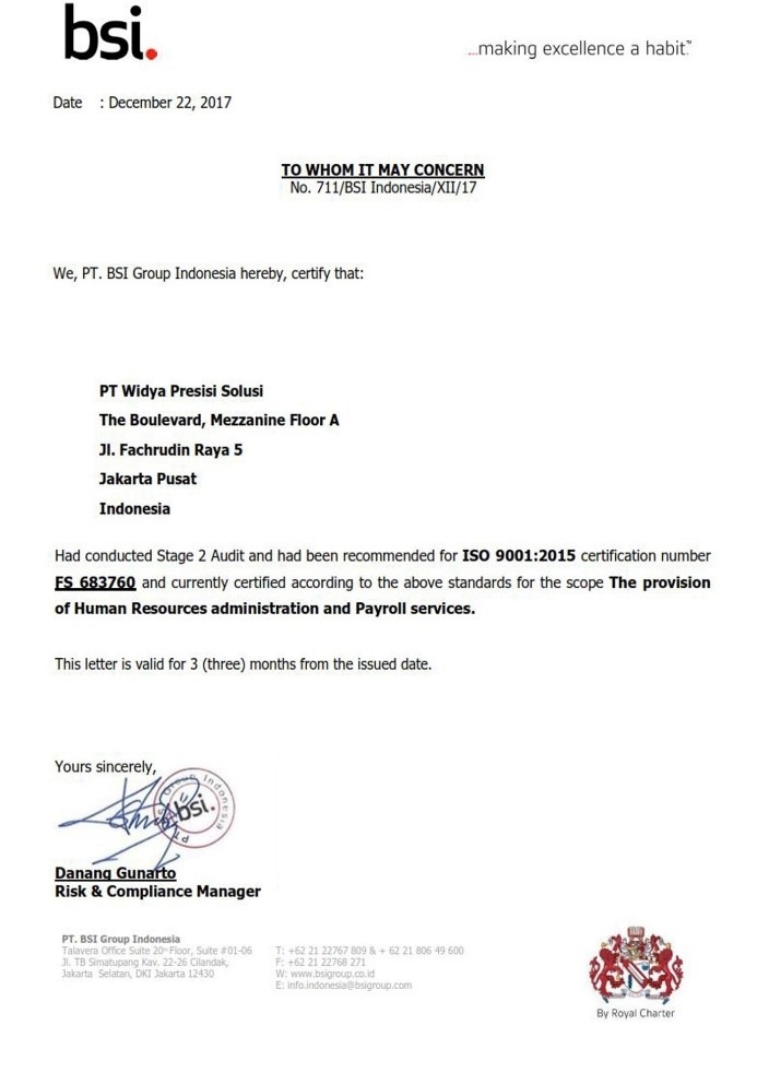 Obtaining ISO 9001:2015 Certification